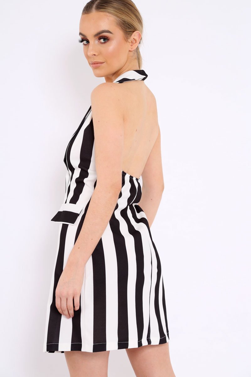 Black Stripe Sleeveless Dress - Cing-Dresses