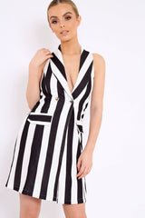 Black Stripe Sleeveless Dress - Cing-Dresses
