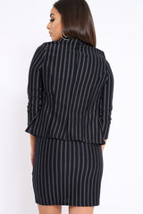 Black Stripe Slim Fit Blazer - Savaya-Jackets