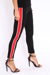 Black Stripe Tracksuit Bottoms - Penina-Trousers
