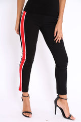 Black Stripe Tracksuit Bottoms - Penina-Trousers
