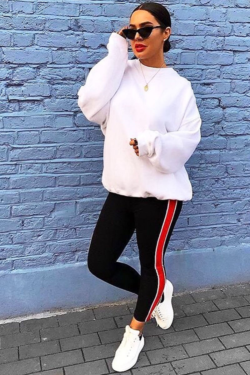 Black Stripe Tracksuit Bottoms - Penina-Trousers