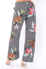 Black Stripe trousers with floral print - Venice-Trousers
