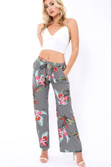 Black Stripe trousers with floral print - Venice-Trousers