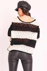 Black Striped Metallic Thread Knit Jumper - Aarolyn-Jumper