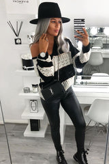 Black Striped Metallic Thread Knit Jumper - Aarolyn-Jumper