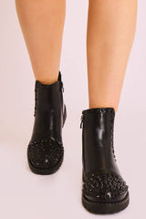 Black Studded Chelsea Ankle Boot - Harini-Boots