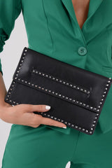 Black Studded Clutch Bag - Chrissa-Bags