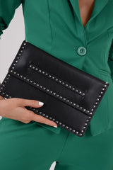 Black Studded Clutch Bag - Chrissa-Bags