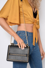 Black Studded Clutch Bag -Mona-Bags
