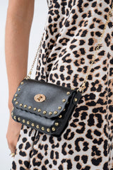 Black Studded Cross Body Bag - Clarie-Bags
