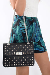 Black Studded Cross Body Bag - Orba-Bags