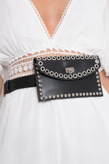 Black Studded Envelope Bumbag - Hildred-Bags