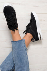 Black Studded Lace Up Trainers - Ada-Trainers