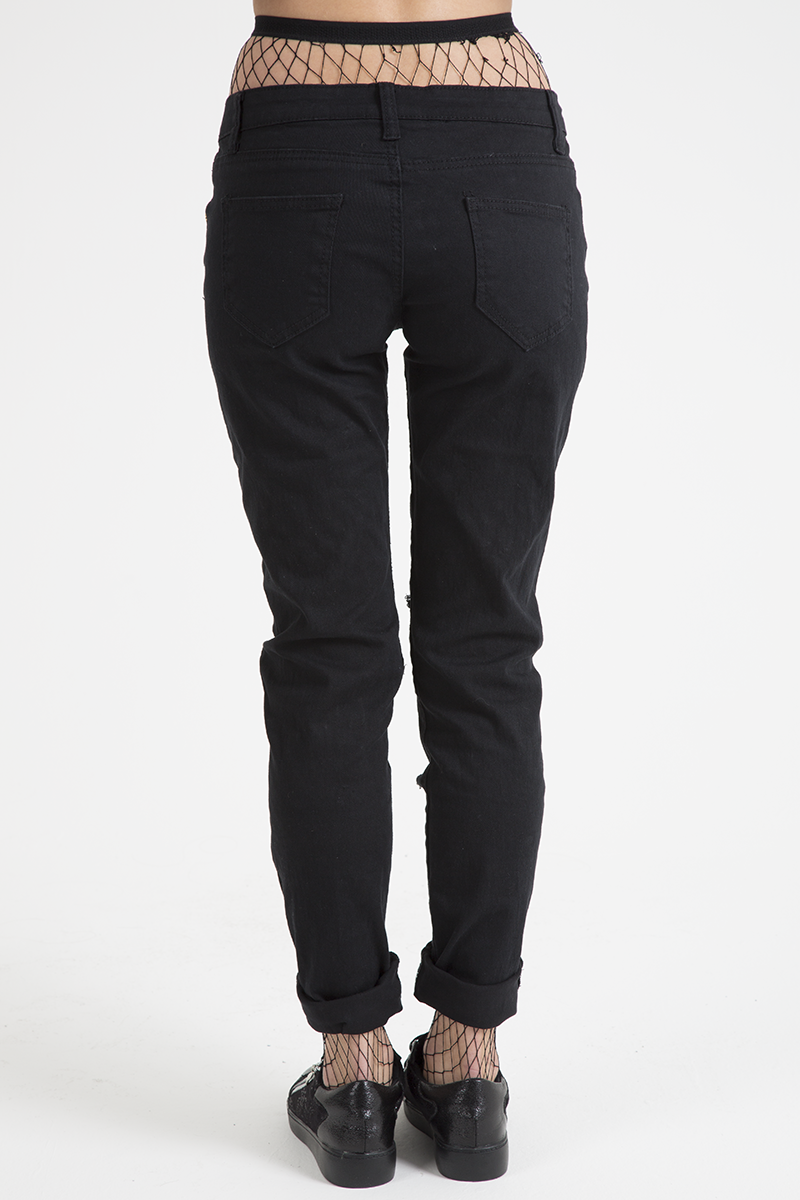 Black Studded Ripped Jeans - Christina-Jeans