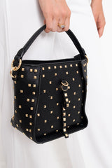 Black Studded Square Cross Body Bag - Andre-Bags