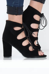Black Suede Cut Out Heels - Shiah-Heels