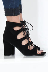 Black Suede Cut Out Heels - Shiah-Heels