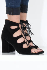 Black Suede Cut Out Heels - Shiah-Heels