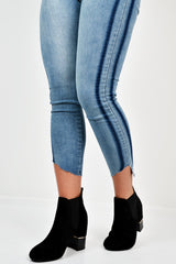 Black Suede Gold Detail Heeled Ankle Boots - Annison-Boots