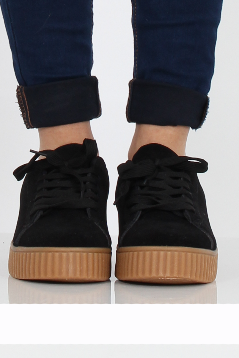 Black Suede Gum Sole Creepers - Sandy-Shoes