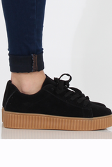 Black Suede Gum Sole Creepers - Sandy-Shoes