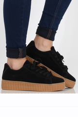 Black Suede Gum Sole Creepers - Sandy-Shoes