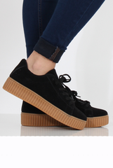 Black Suede Gum Sole Creepers - Sandy-Shoes
