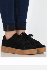 Black Suede Gum Sole Creepers - Sandy-Shoes