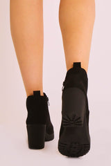 Black Suede Heeled Chelsea Boot - Eimi-Boots
