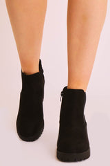 Black Suede Heeled Chelsea Boot - Eimi-Boots