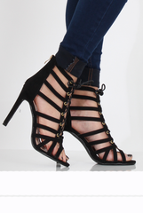 Black Suede Lace Up Heel - Addie-Heels