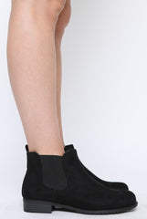 Black Suede Low Ankle Chelsea Boots - Hope-Boots
