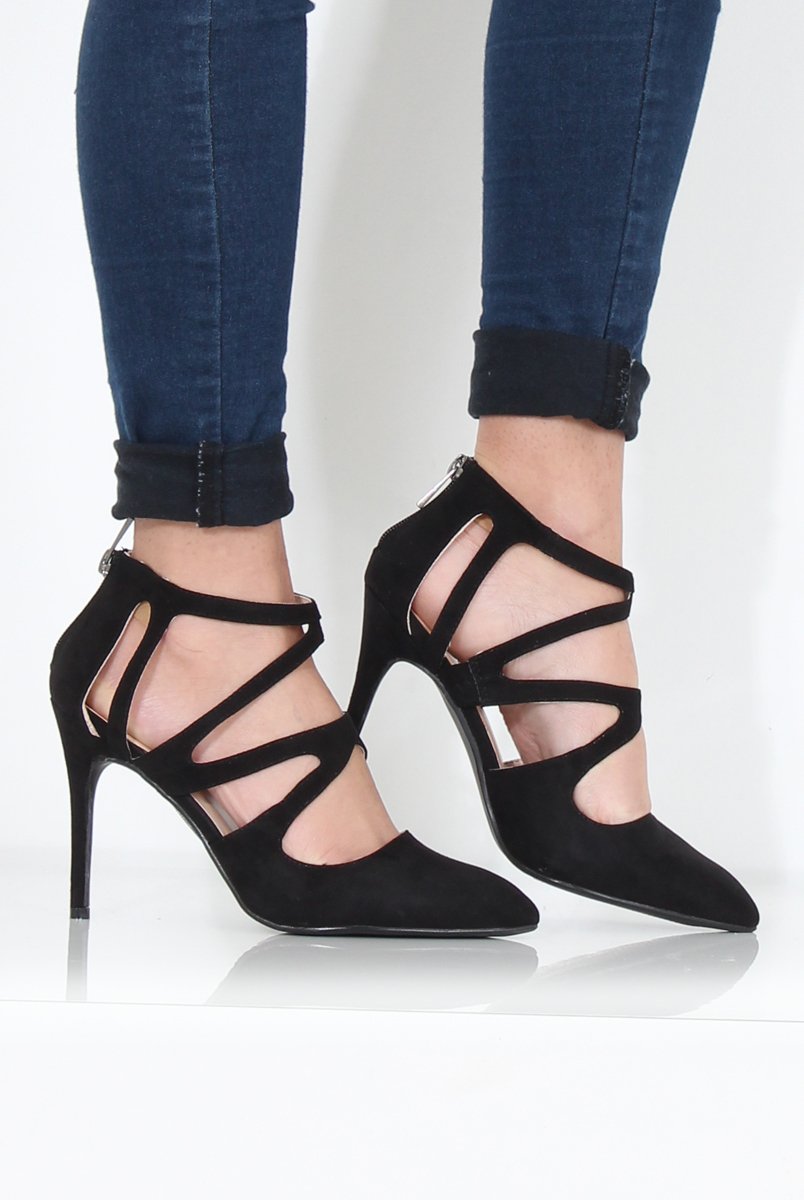 Black Suede Pointed Heels - Abi-Heels