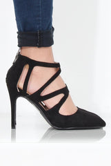 Black Suede Pointed Heels - Abi-Heels
