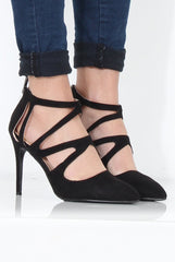Black Suede Pointed Heels - Abi-Heels
