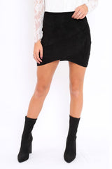 Black Suedette Bodycon Skirt - Carrin-Skirts