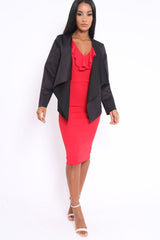 Black Suedette Waterfall Jacket - Kallie-Jackets