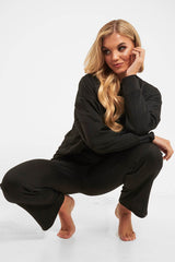 Black Sweatshirt Slim Jogger Tracksuit - Erieanna-Co-ords