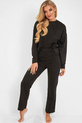 Black Sweatshirt Slim Jogger Tracksuit - Erieanna-Co-ords