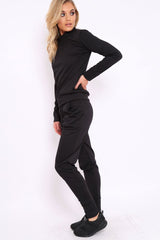 Black Sweatshirt and Joggers Loungewear Set - Evalin-Loungewear