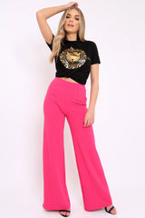 Black T-Shirt with Gold Tiger Design - Fay-Tops