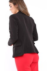 Black Tailored Blazer with Silver Button Detailing - Rhetta-Jackets