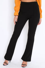 Black Tailored High Waist Flare Trousers - Adela-Trousers
