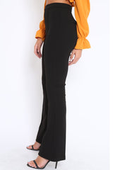 Black Tailored High Waist Flare Trousers - Adela-Trousers