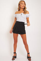 Black Tailored Pleat Front Belted Shorts - Immi-Shorts