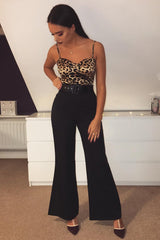 Black Tailored Wide Leg Belted Trousers - Chenelle-Trousers