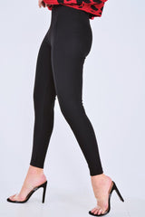 Black Tapered Trousers With Silver Buckle - Zyana-Trousers