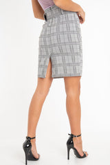 Black Tartan Belted Tailored Mini Skirt - Fiona-Skirts