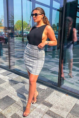 Black Tartan Belted Tailored Mini Skirt - Fiona-Skirts